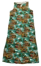 Island Aloha Wear Tropical Print Maxi Dress - Size L - Made in USA 🌺