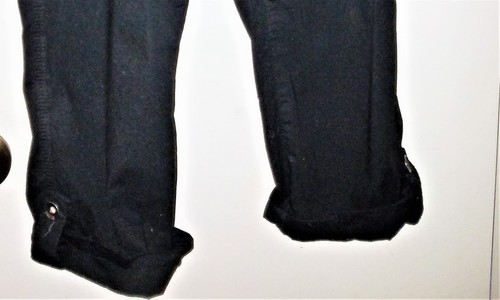 Pantalones de mezclilla Dkny para mujer negros corte bota, botones por puños, Petite 2, CAPRI 2P NUEVOS SIN ETIQUETAS - Imagen 4 de 6