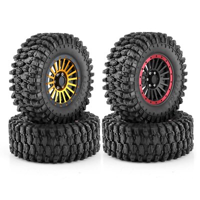 4pcs 2.6'' Metal Beadlock Wheel Rim Rubber Tire Set for 1/8 1/10 RC Crawler Car