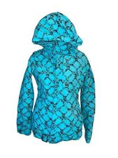 Burton Kids Snowboard Jacket Turquoise Black Geometric Print Hooded Size L