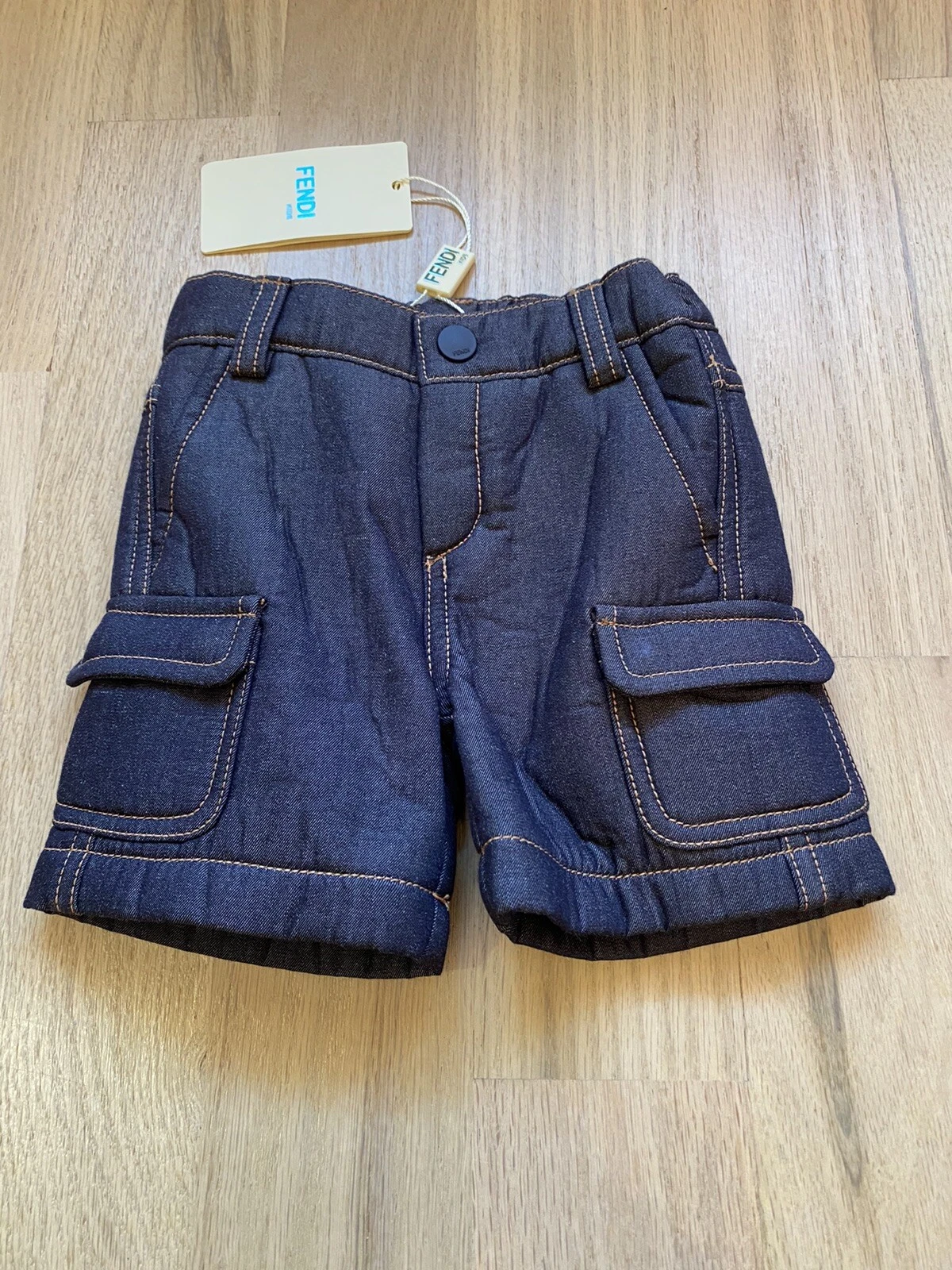 Pantaloncini subacquei Fendi bambino ragazzo chambray denim taglia 3m regalo vacanze