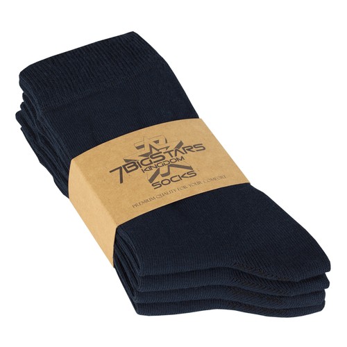 Women's Cotton 4 Pack Solid Soft Thin Crew Regular Socks Medium 9-11 Dark Navy - Picture 3 of 7
