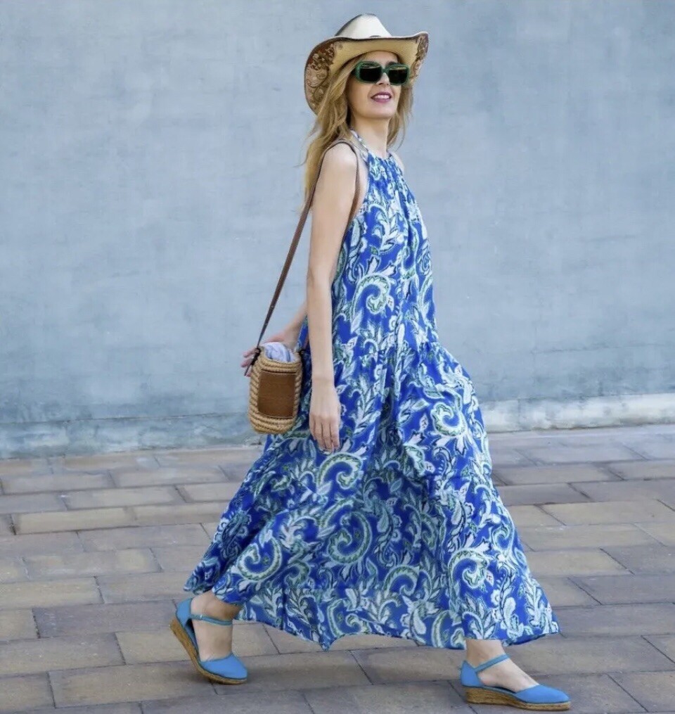 その他 TEN PAISLEY S/S BLUE L ZARA BLUE PAISLEY PRINT PANELLED DRESS SIZE M 3739/855 BNWT