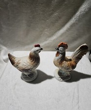 vintage ceramic rooster and hen set