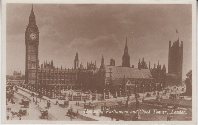 House of Parliament & Clock Tower Big Ben. London. England Hunt's Series Vintage