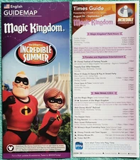 2018 Incredible Summer Disney World Magic Kingdom Fold Out Map & Event Guide