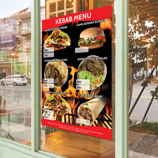 Kebab Shop Menu Poster Fast Food Takeaway Advertising Sign Board
