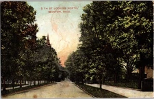 1908 Vintage Postcard Ironton Ohio 5th Street Looking North - Ben Franklin Stamp