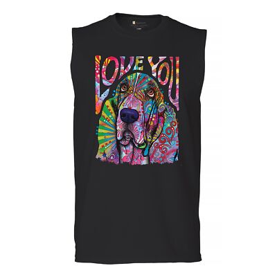 Dean Russo Cute Love You Basset Muscle Shirt Colorful Dog Neon Pet Men's