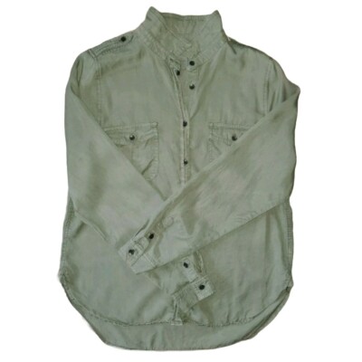 Womens Universal Threads Top Small Green Long Sleeve Button Up Olive  Lyocell