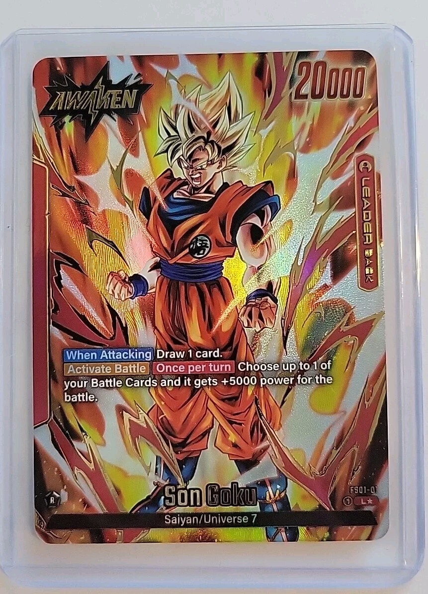Dragon Ball Fusion World Goku FS01-01 Leader English Gold Foil Alt Art Card  
