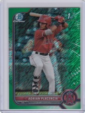 #/99  Adrian Placencia  1st Prospect ▪ 2022 Bowman Chrome GREEN SHIMMER #BCP-205