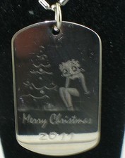 CHRISTMAS GIFT BETTY BOOP AND XMAS TREE 2 SIDE ENGRAVED DOG TAG PENDANT
