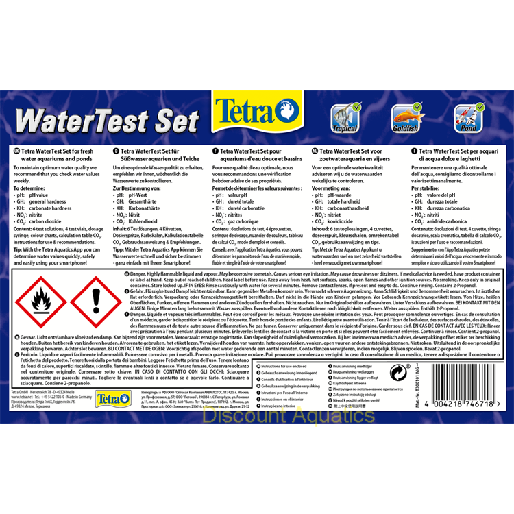 TETRA TEST KITS FOR AQUARIUMS FISH TANKS PH NO2 NO3 NH4 KH GH O2 WATER ...