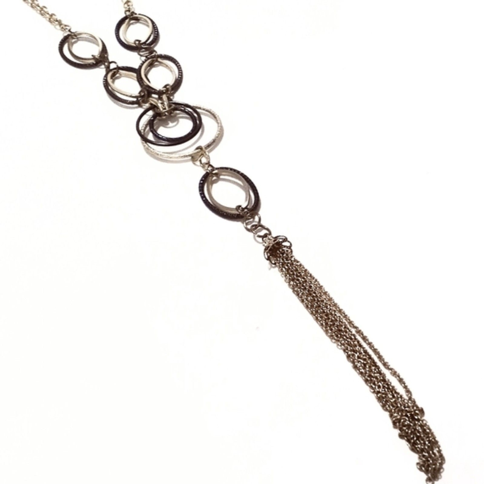 Multi Color Circle Link Tassel Statement Necklace - image 4