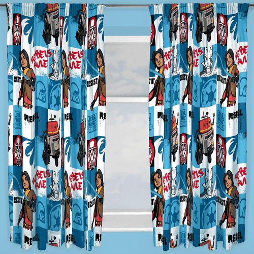  Star Wars Curtains Disney Rebels Tag Ready Made Boys Kid Gift 54'' & 72' - Picture 1 of 2