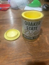Vintage 1960s Quaker State Motor Oil Can Oil Tin Oil City Pa. Hide Items