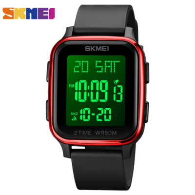 SKMEI Digital Watch Square Watches Male Alarm Wristwatch Boys Stopwatch Gifts