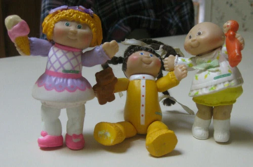 Set of 3 Vintage(1984) Cabbage Patch Kids 3 1/2 in. Figurines with movable parts