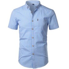 Camisa De Vestir Con Botones Elegante De Algod n A Cuadros Para Hombres Negocios
