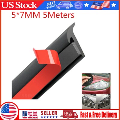 5M T-Type Rubber Sealing-Strip Black For Car Edge Trim Bumper Lip Side Skirt/1PC