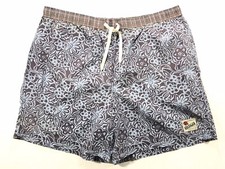 TOMMY HILFIGER Men's Swimming Trunks Bathing Suit Tropical Blue Brown Floral XL