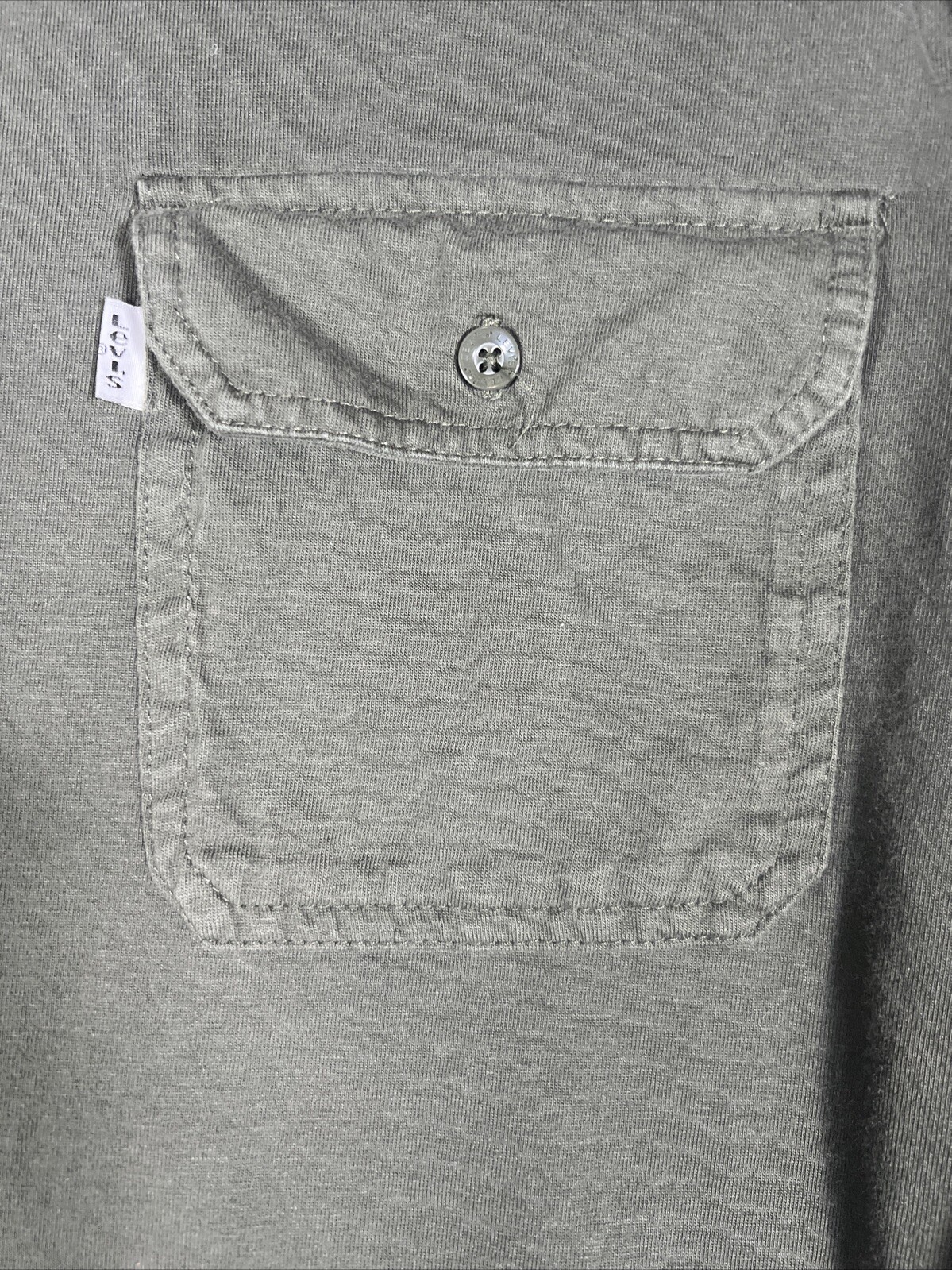 Levis Men's White Tab Dark Green Long Sleeve w/ Double Pockets Polo Shirt Size L thumbnail 11