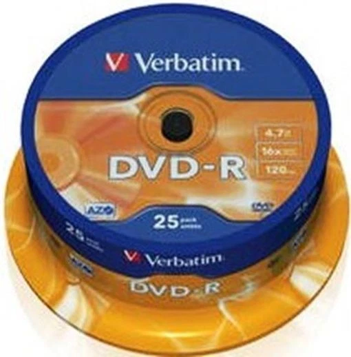 25 Verbatim Rohlinge DVD-R 4,7GB 16x Spindel