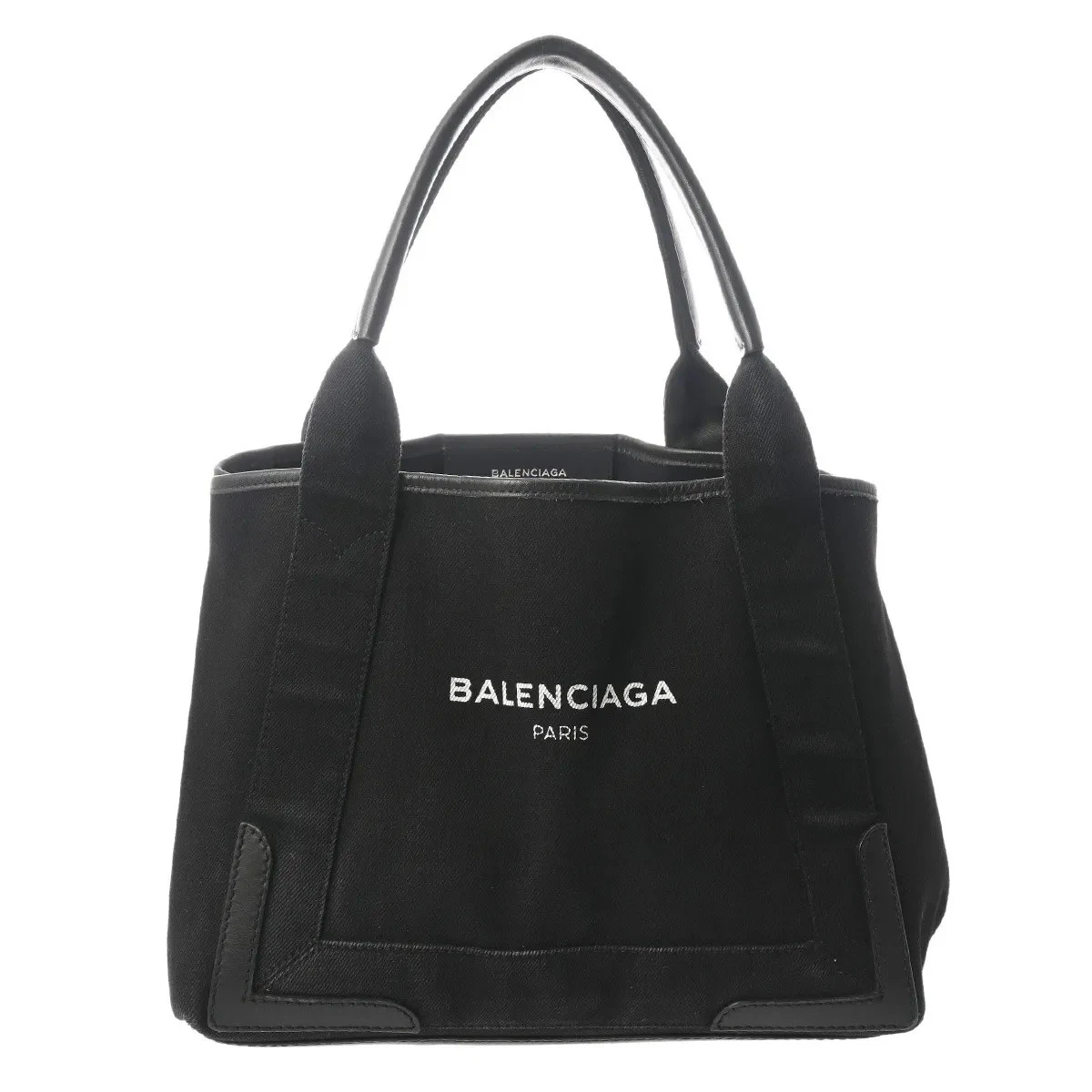 Balenciaga — Balenciaga Navy Cabas S 339933 Handbag Canvas / Leather Black #WB3302