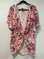 Minkpink Cover Up Tunic Dress Women XS Floral Lightweight Resort Travel Beach