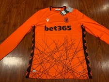 ‘20-21 Mens Macron Authentic Stoke City Long Sleeve Orange Soccer Jersey Large L
