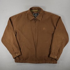 Vintage Boeing Jacket Mens XL Brown Suede Nylon Lined Coach Zip Insulated
