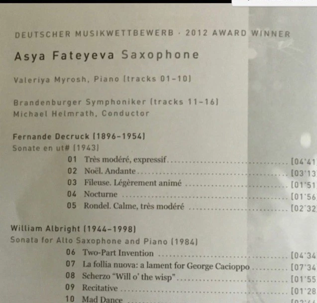 Asya Fateyeva - Saxophone von Asya Fateyeva, Asya Fat... | CD | Zustand sehr gut - Bild 2 von 2