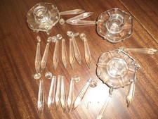 Lote de 22 candelabros prismas de araña de cristal vintage