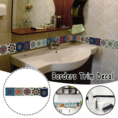 Self Adhesive Waist Line Art Decal Decor Waterproof Border Skirting Trim Kitchen