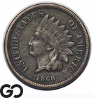 1860 Indian Head Cent Penny, Semi-Key Early Date, Details