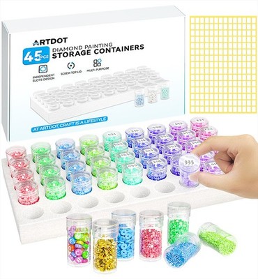 ARTDOT 45 Fächer Diamond Art Aufbewahrungsboxen Kits für Erwachsene, Medium, Blau 