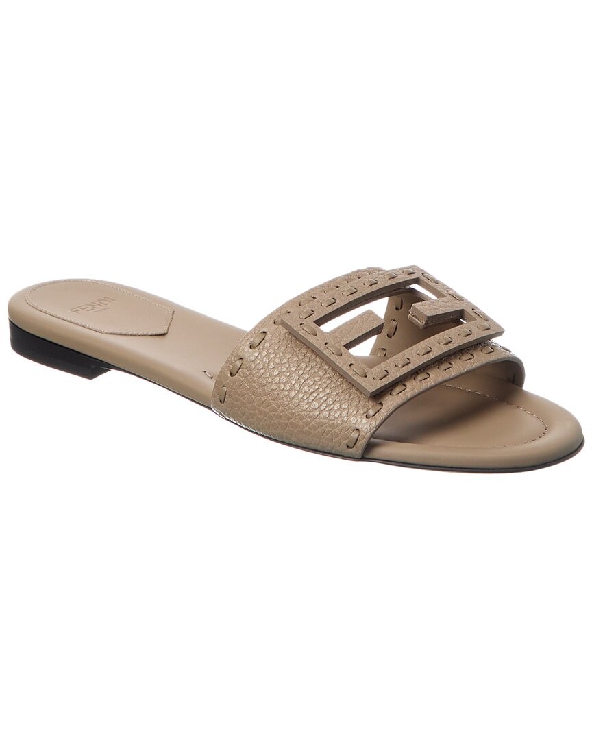 Fendi Ff Baguette Leather Sandal Womens Grey 385 117090₽