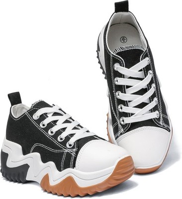 Damen Plateau Chunky Pumps Keilabsatz Canvas Schuhe Turnschuhe Sneaker Freizeitschuhe