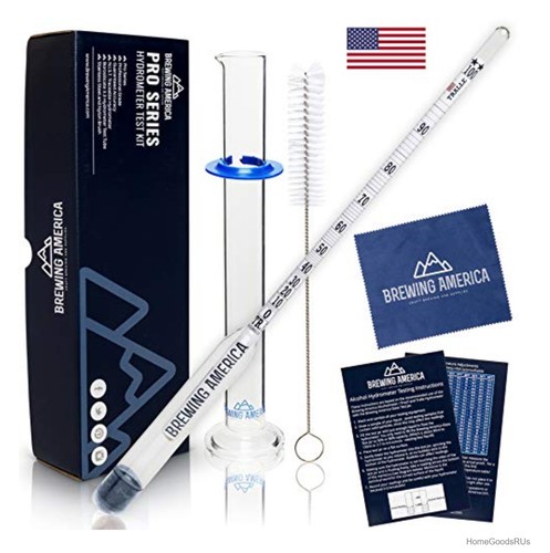 Hydrometer Alcohol Meter Test Kit 0-200 Proof for Moonshine Distilling with