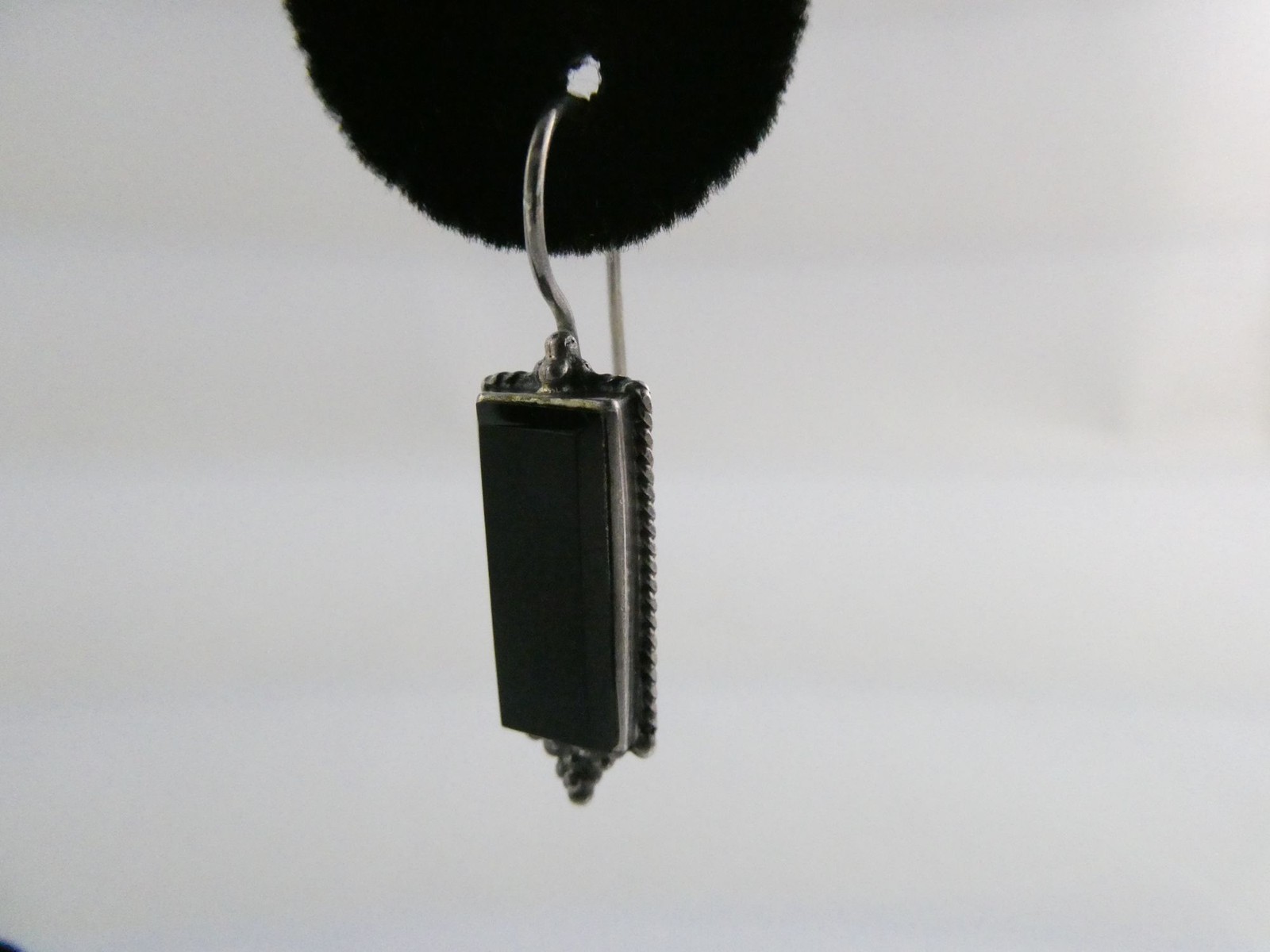 Sterling Silver Rectangular Black Onyx Hook Earri… - image 14