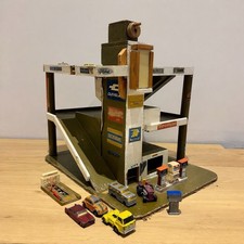 Vintage Wooden Toy Car Garage Ramp Scratch Built Advertising Mobil Petrol Pumps