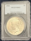 1924 US Peace Silver Dollar $1 PCGS MS63