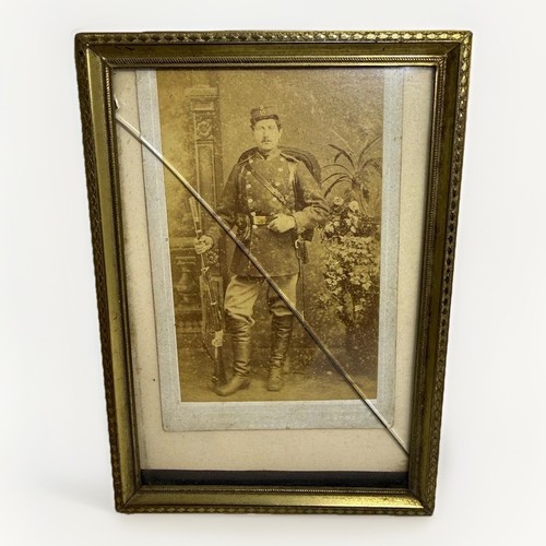 Antique French 18th Infantry Regiment Soldier Photo Framed Franco-Prussian Era