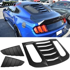 Fits 15-23 Ford Mustang Coupe IKON V2 Rear + CV Style Side Window Louver Scoops