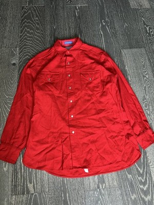 Pendleton Men s Western Red Solid Wool Woven Pearl Snap Button-Up Shirt