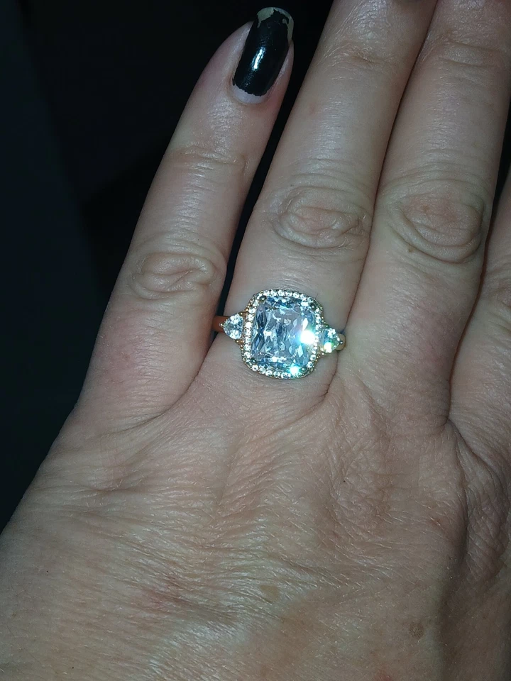 Gorgeous Cz Sterling Silver W 14kt Yellow Gold Over Ring Sz 10 - Image 4 of 4