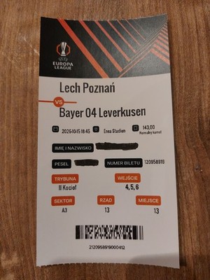 Used Ticket Lech Poznan -  Sunderland AFC UEL 2026