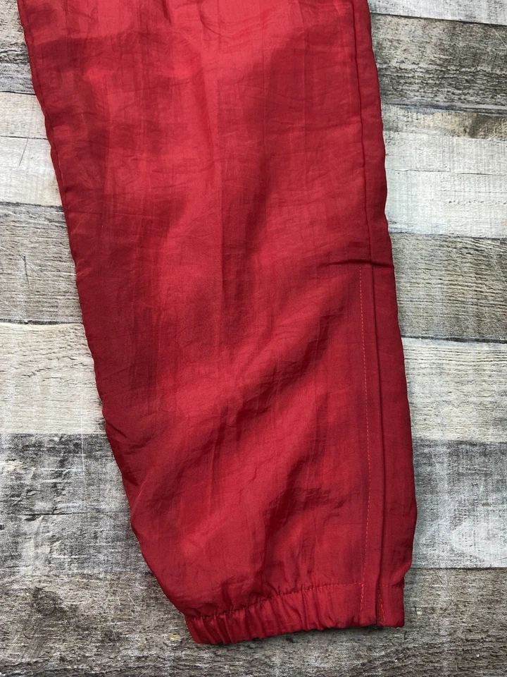 Calça de atletismo Reebok masculina grande vermelha corta-vento joggers tornozelo forrado com zíper anos 90 vintage - Imagem 2 de 4