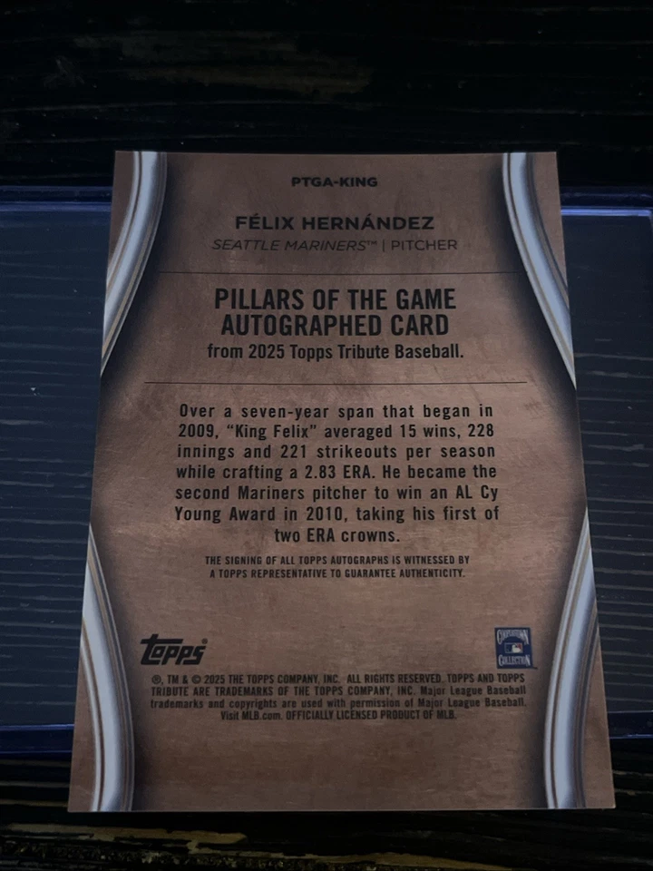 Felix Hernandez 2025 Topps Tribute Purple Pillars of the Game Auto /50 Mariners - Image 2 of 2